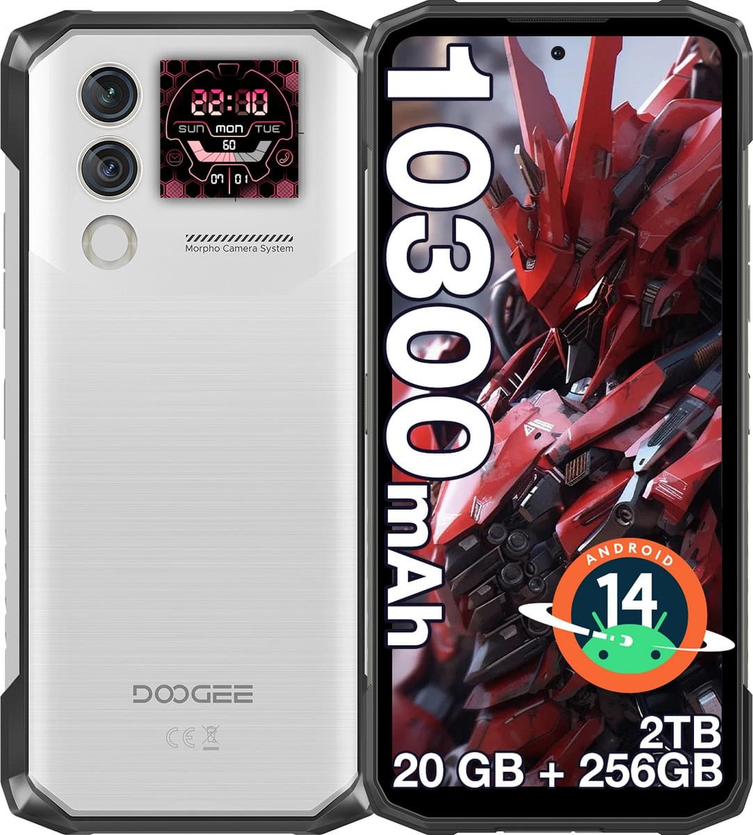 DOOGEE Blade10 Max Onbreekbare Mobiele Telefoon Android 15 Batterij 10300mAh 90Hz 6.56"HD 32GB + 256GB 50MP Camera,Zilver — afbeelding 1