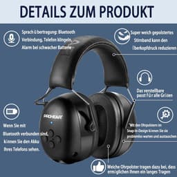 RFWR® Bluetooth 5.0 Gehoorbescherming Hoofdtelefoon met Microfoon en Geluidsreductie - Zwart — thumbnail 3