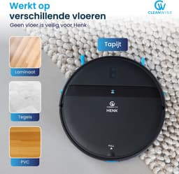 CleanWise Henk Robotstofzuiger – Nederlands Product – Voor Huisdieren – Met Dweilfunctie & Laadstation – Dweilrobot – 4500 Pa – HEPA 14 – Ultra dun 7,4 cm – App & Spraakbediening – Voor Huisdierharen, Harde Vloeren & Tapijt — thumbnail 7