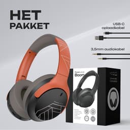 PowerLocus Boom - Koptelefoon Bluetooth - 60 uur batterijduur – Over Ear Koptelefoon Draadloos – 4 EQ-modi - Met Microfoon - Oranje/Grijs — thumbnail 7