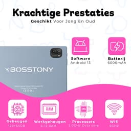Bosstony Snelle Kids Tablet 10 inch - Ouderlijk Toezicht - 6000mAh Batterij - Android 13 - Incl Beschermpakket - Kindertablet vanaf 3 jaar — thumbnail 7