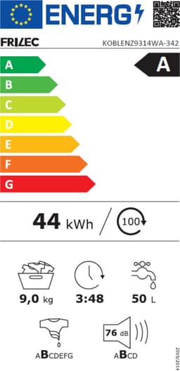 Frilec KOBLENZ9314WA-342 - Wasmachine - A Label-20% - 9 Kilo - 5 Jaar Garantie - Grijs — thumbnail 2