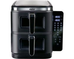 alpina Dubbele Airfryer XXL - 2 x 5.5L Manden - Heteluchtfriteuse 11 Liter - 12 Programma's - 2800 W - Zwart