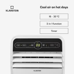 Klarstein Mobiele airconditioner met luchtafvoerslang, 4-in-1 airconditioner met ventilator, luchtontvochtiger & nachtmodus, Kleine & draagbare airconditioner voor thuis & op kantoor, Laag verbruik, 9000 BTU,6 kW voor 33 m² - Afstandsbediening — thumbnail 17