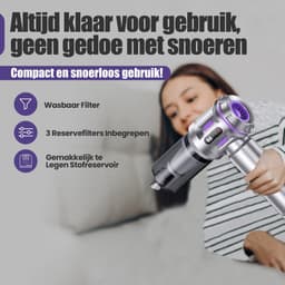 Kruimeldief Snoerloos - Handstofzuiger - 20.000 Pa zuigkracht - Auto Stofzuiger met 9 Opzetstukken - Kruimelzuiger - 100W - Airduster - Zuigen & Blazen — thumbnail 6