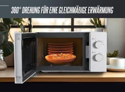 HEINRICHS HMW 8845 W, compacte magnetron, 20 l inhoud, 5 standen, incl. timer, ontdooifunctie, binnenverlichting, 360° draaiplateau, twee draaiknoppen, wit, 700 W vermogen — thumbnail 4