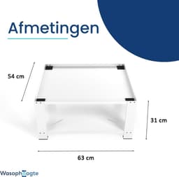 Wasophoogte® Wasmachine verhoger - Wasmachine opbouwmeubel - Wasmachine sokkel - 31cm hoog - Wit - Universeel — thumbnail 6