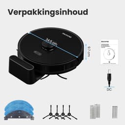Auronic Robotstofzuiger - Met Dweilfunctie - WiFi en App - Laadstation - Huisdieren - Dweilrobot - Laser Navigatie - Zwart — thumbnail 9