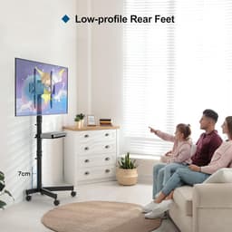 TV Standaard op Wielen voor 23-55 Inch Plasma LCD LED TV's, Draagbare TV Standaard in Hoogte Verstelbare Wielen Rollende TV Karretje tot 25KG, MAX. VESA 400x400 mm — thumbnail 3