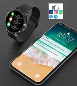 Belesy® Q9 Pro - Smartwatch Dames – Smartwatch Heren - Horloge - 1.28 inch - Kleurenscherm - Stappenteller - Bloeddruk - Hartslag - 75+ Wijzerplaten – Sporten – Staal - Zwart - Kerstcadeau — thumbnail 8