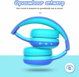 Kinderkoptelefoon draadloos met Bluetooth- Opvouwbaar- Incl. Opbergzakje & kattenoortjes Blauw — thumbnail 9