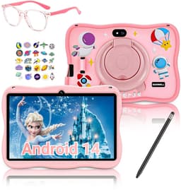 BOSWELL Kindertablet - Kinder Tablet - Kids Tablet - 7 inch - Kindertablet vanaf 3 jaar - Opslag tot 128GB - Android 14 - Ouderlijk Toezicht - Incl. Blauwlichtfilterbril, Touchpen - Roze — thumbnail 1