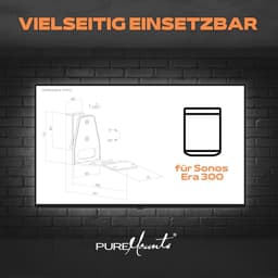 Luidsprekerhouder voor Sonos Era 300 - Wandhouder met Kabelmanagement, Draaibaar tot +/-45°, 3kg Draagkracht, Zwart — thumbnail 6
