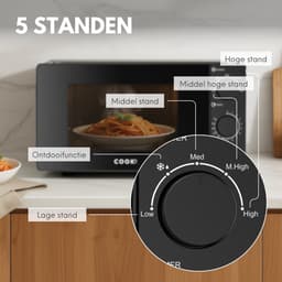 COOK-IT Vrijstaande Magnetron - 20L - 5 Verwarmingsstanden - Microgolfoven - Microwave - Zwart — thumbnail 2