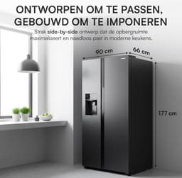 Heinner HSBS-HM513NFIMDXE++ Amerikaanse Side-by-Side Koelkast – 513 L – No Frost – Water- en ijsdispenser – ECO-functie – Inox Antraciet – 5 Jaar Garantie — thumbnail 7