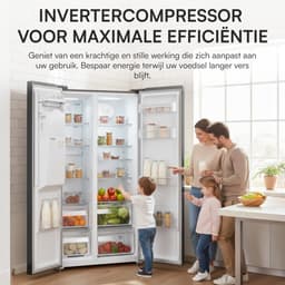 Heinner HSBS-HM513NFIMDXE++ Amerikaanse Side-by-Side Koelkast – 513 L – No Frost – Water- en ijsdispenser – ECO-functie – Inox Antraciet – 5 Jaar Garantie — thumbnail 6