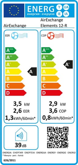 AirExchange Elements 12-R Monoblock Warmtepomp Airconditioning Wit | Energiezuinig koelen, verwarmen, ontvochtigen en reinigen | Zonder Buitenunit | 80m² (12.000btu) — thumbnail 2