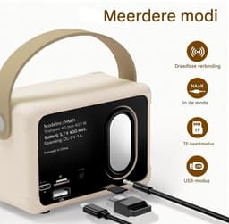 Ynkkvre - Retro bluetooth speaker - vintage decor - draagbare draadloze bluetooth speaker -Wit — thumbnail 2