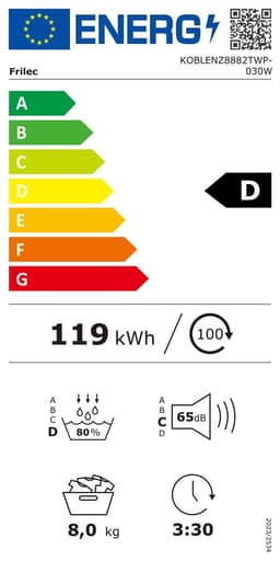 Frilec KOBLENZ8882TWP-030 - Warmtepompdroger - Wit - 8kg Laadvermogen — thumbnail 2