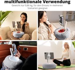 Tabletstandaard - Compatibel met 4,7-13 Inch Kindle/Telefoon/Tablet - Verstelbare Telefoonstandaard - voor Het Bekijken Van Video's Op Bed Of Bank, Zacht en Comfortabel - Grijs — thumbnail 7