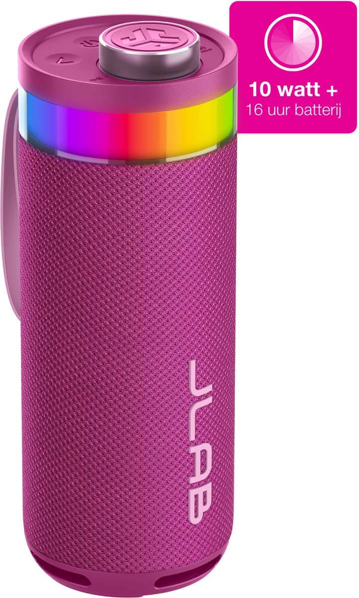 JLab Go Bluetooth Speaker Draadloos - Draagbare Muziekbox - 16 uur Batterijduur - 10 Watt - Bass Boost - IPX6 Waterproof - Multipairing - Instelbare Party Lights - App Equalizer - Roze — afbeelding 1