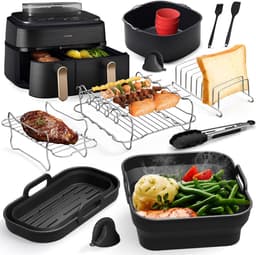Accessoires Heteluchtfriteuse Gescht voor Philips Airfryer 3000-5000 Serie 9L, Opvouwbare Siliconenvorm Herbruikbare Ovenschaal voor Philips Dual Basket Airfryer NA350/NA550 9L — thumbnail 1