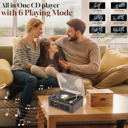 Retro CD Speler - Bluetooth Speaker - Meerdere afspeelmodi - Met Draadloze Verbinding & Afstandsbediening - Bruin - AUX & FM Radio - Voor Huis & Slaapkamer — thumbnail 10