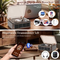 Retro CD Speler - Bluetooth Speaker - Meerdere afspeelmodi - Met Draadloze Verbinding & Afstandsbediening - Bruin - AUX & FM Radio - Voor Huis & Slaapkamer — thumbnail 6