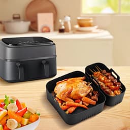 2 stuks Bakplaat - siliconen airfryer-inzetstukken - geschikt voor Philips 3000 series NA350/00 Airfryer - BPA-vrije airfryer-accessoires - vaatwasmachinebestendige inzetstukken - grijs — thumbnail 3