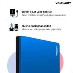 VisiQuality High-Speed Externe Harde Schijf 1 TB - Draagbare Harde Schijf USB 3.0 - Voor Windows & Mac - Xbox & PS4 games - Compact - Met handleiding - Blauw — thumbnail 4