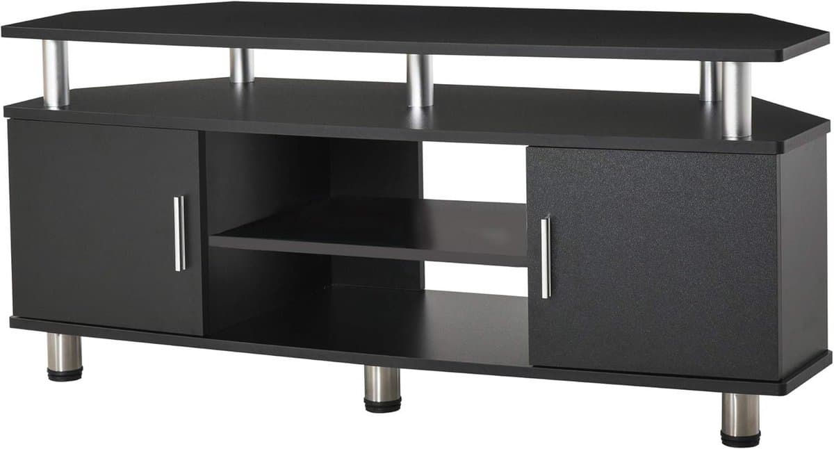 Moderne Tv-bank met Multi-opslag en Gelaagd Ontwerp - 120x40x52cm Zwart Chroom — afbeelding 1