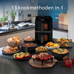 Philips 4000 Series Dual-Stacked Dubbele Airfryer – NA460/00 - 2 Lades (Sync) – 10 L – Tot 6 Personen – Bespaart 45% Ruimte — thumbnail 3