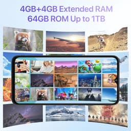 Mobiele telefoon Android 13, 64 GB, 6,52 inch HD+, Dual SIM, 4G, 5000 mAh met Face ID en GPS — thumbnail 2