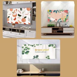 Universele TV-stofhoes met elastische rand - stofwerend voor flatscreen, curved en wandmontage tv's - Chinese bladmotieven voor binnen — thumbnail 2