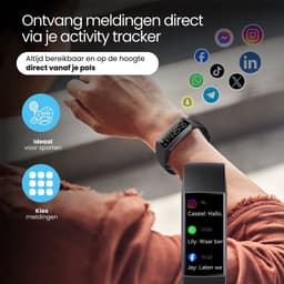 Siltcon® Activity Tracker Pro – Stappenteller Horloge - Hartslagmeter – Bloeddrukmeter - Slaapmonitor - Saturatiemeter – Sporthorloge – Smartwatch Dames, Heren & Kinderen - Universeel - RVS - Elke pols - Incl. 2 Bandjes — thumbnail 3