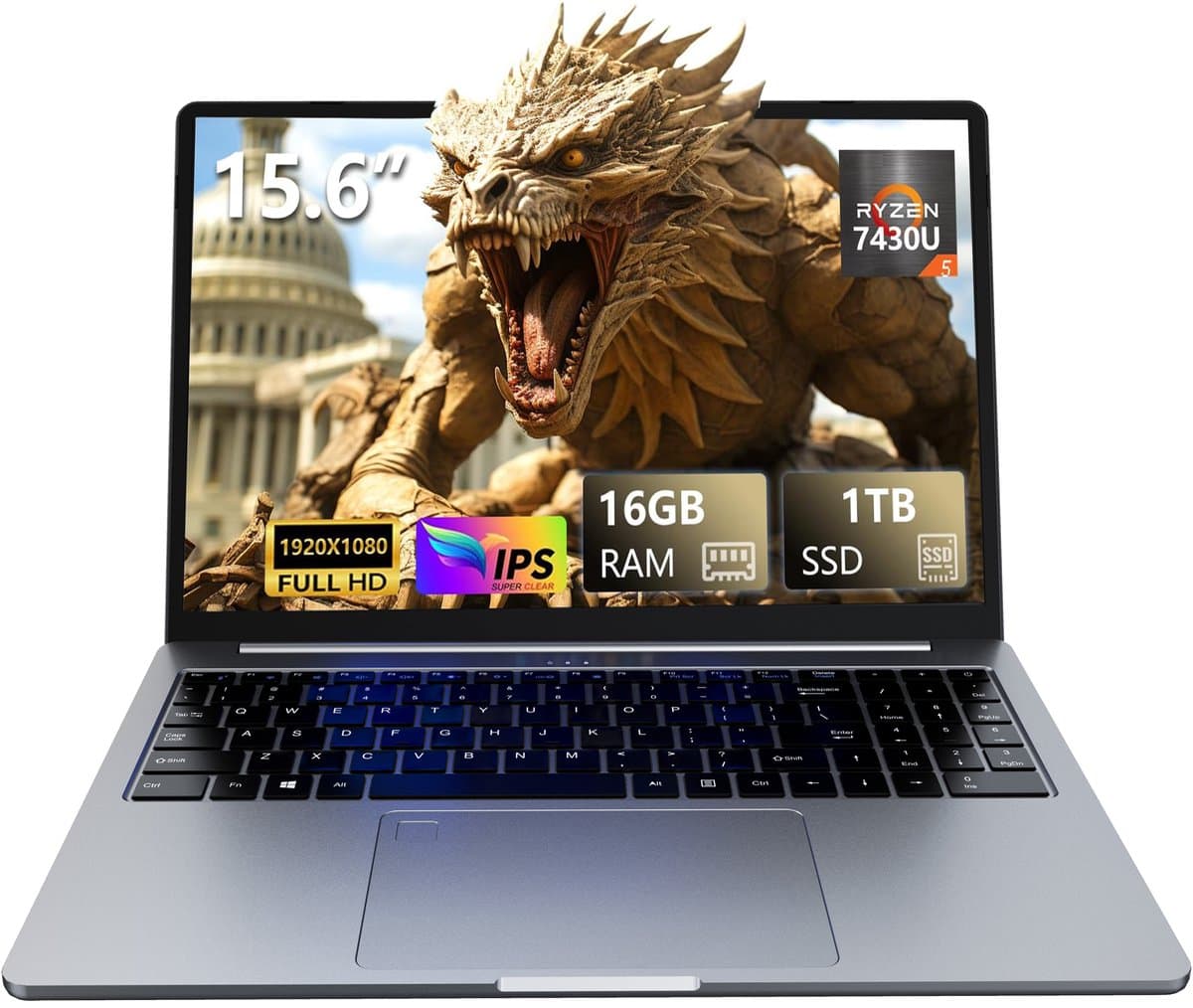 A15Pro 16 inch laptop - Ryzen 5 5500U - 16GB RAM - 1TB NVMe - QHD 120Hz - Windows 11 — afbeelding 1