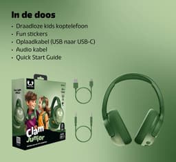 Fresh 'n Rebel Clam Junior - Koptelefoon kind - Kinder koptelefoon met Noise Cancelling - Draadloos (Bluetooth) & Bedraad – Inclusief Aux kabel (1m) - Lucky Lizard — thumbnail 6