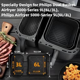 Ninja AF400EU AF500EU AF451EU DZ401 Siliconen Accessoire Heteluchtfriteuse voor Ninja Foodi Max met dubbele zone 9,5 L-10,4 L, Siliconen Opbergmat voor Heteluchtfriteuse — thumbnail 7