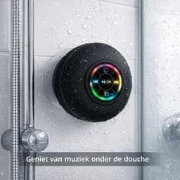 JustValue Douche Speaker - 6 x 6 x 3 CM - Bluetooth Badkamer Speaker - Waterproof - RGB Led Verlichting - Zwart — thumbnail 3