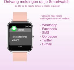 Belesy® HUNDRED - Smartwatch Dames - Smartwatch Heren - Horloge - 1.3 inch - Kleurenscherm - Full Touch - Stappenteller - Multi Sport - 100+ Watchfaces - Siliconen - Roze — thumbnail 10