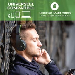 PowerLocus P1 Bluetooth Koptelefoon – Draadloos – Over Ear – Met Microfoon – Inklapbaar - incl. Hoes – Zwart/Groen — thumbnail 8