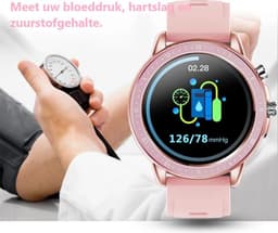 Belesy® Pink serie - Smartwatch Dames - Horloge - 1.3 inch - Kleurenscherm - Full Touch - 23 Sporten - Zilver - Roze - Grijs - Siliconen — thumbnail 7