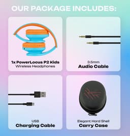 PowerLocus P2 draadloze Over-Ear Koptelefoon Inklapbaar koptelefoon voor kinderen - veilig volume van 85 dB- Bluetooth Hoofdtelefoon - Met microfoon — thumbnail 6