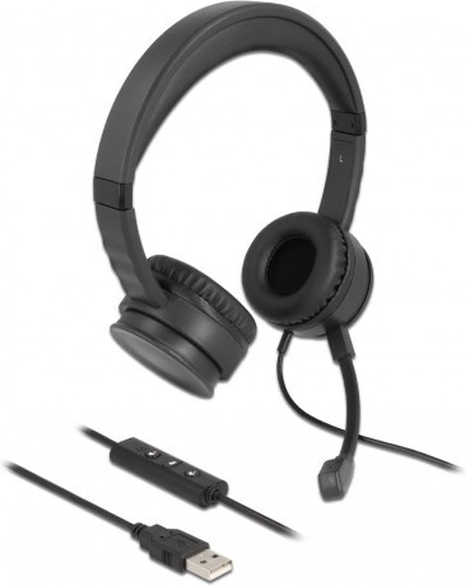 USB Stereo-headset met kabel afstandsbediening en Quick-Mute-knop voor pc en laptop — afbeelding 1