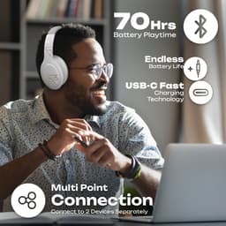 PowerLocus P19 Bluetooth Koptelefoon - Koptelefoon Draadloos - tot 70 Uur Speeltijd en met Aux Kabel - Over Ear Hoofdtelefoon - 3 EQ-Modi - Met Draagtas – Wit/Goud — thumbnail 6