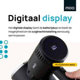 MOA Steelstofzuiger Draadloos - Zonder Zak - Op Accu - 2-in-1 - 180W - Vacuum Cleaner - Zwart - Draadloze stofzuiger — thumbnail 3
