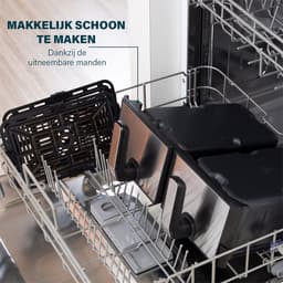 Princess Double Basket Airfryer 182074 - Dubbele Airfryer - 9 liter - 2 manden - XL - 8 programma's- 2400W - Dubbele heteluchtfriteuse - PFAS vrij - Touchscreen - RVS/Zwart - Sync functie — thumbnail 8