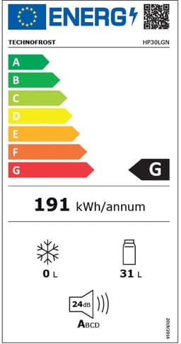 Technomax HP30LGN minibar koelkast - 30 liter - compleet geruisloos - glazen deur - binnenverlichting — thumbnail 2