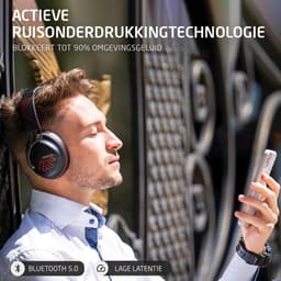 PowerLocus MoonFly Koptelefoon Over-Ear met Active Noise Cancelling, Draadloze Hoofdtelefoon, Voice Assistant Activation - Zwart/Rood — thumbnail 12