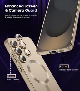 AziLine Magnetische Premium Goud Hoes voor Galaxy S25 – Stijlvolle Bescherming met Ingebouwde MagSafe en Camera Lens Bescherming Geschikt voor Samsung Galaxy S25 — thumbnail 2